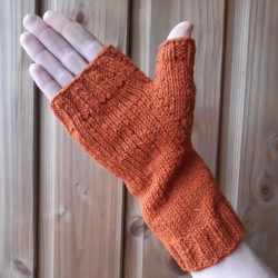 Face de mitaine en laine mérinos couleur cognac